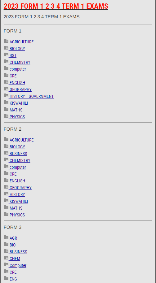 FORM 1 2 3 4 END TERM 1 EXAMS 2023 KCSE ONLINE