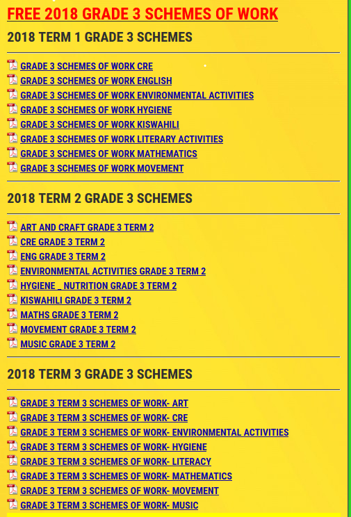 security education scheme of work for grade 3