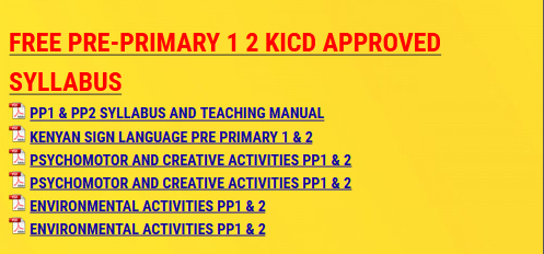 FREE PRE-PRIMARY 1 2 KICD APPROVED SYLLABUS - KCSE ONLINE