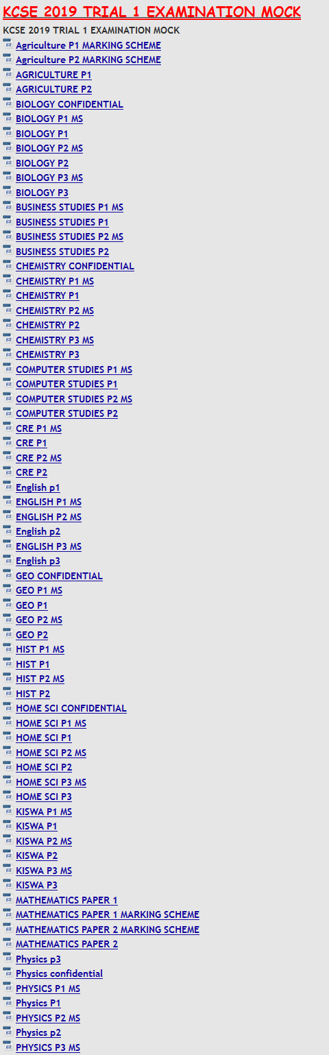 FREE KCSE 2019 TRIAL 1 EXAMINATION MOCK | KCSE ONLINE