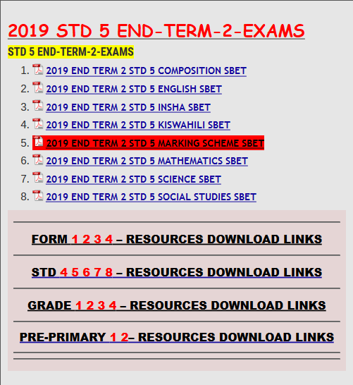 2019 STD 5 END-TERM-2-EXAMS - KCSE ONLINE