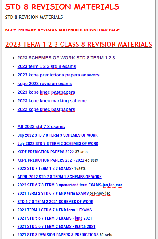 FORM 1 END TERM EXAMS 2023 – KCSE ONLINE